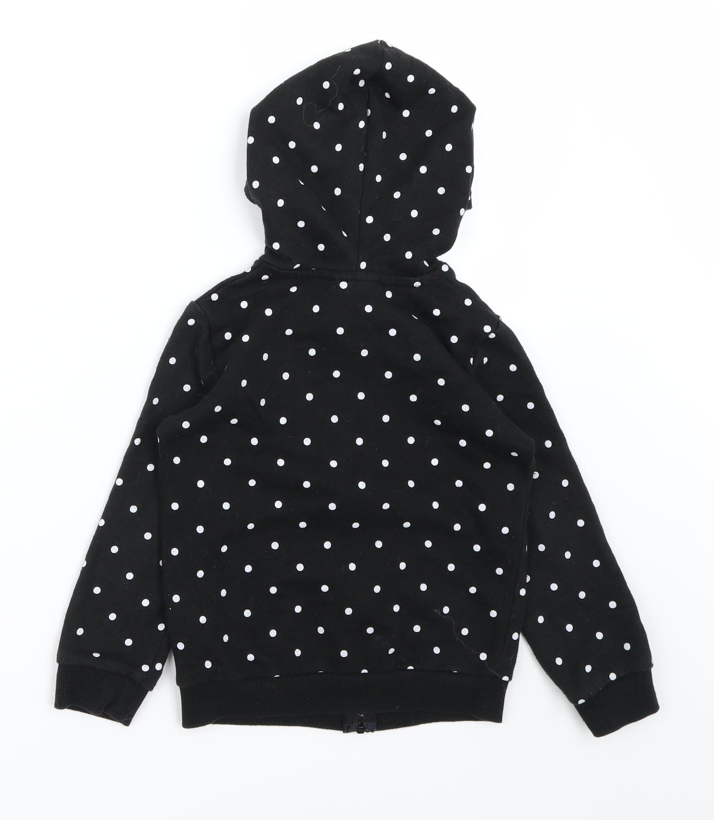 Primark  Girls Black Polka Dot  Full Zip Hoodie Size 5-6 Years