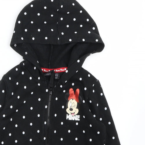 Primark  Girls Black Polka Dot  Full Zip Hoodie Size 5-6 Years