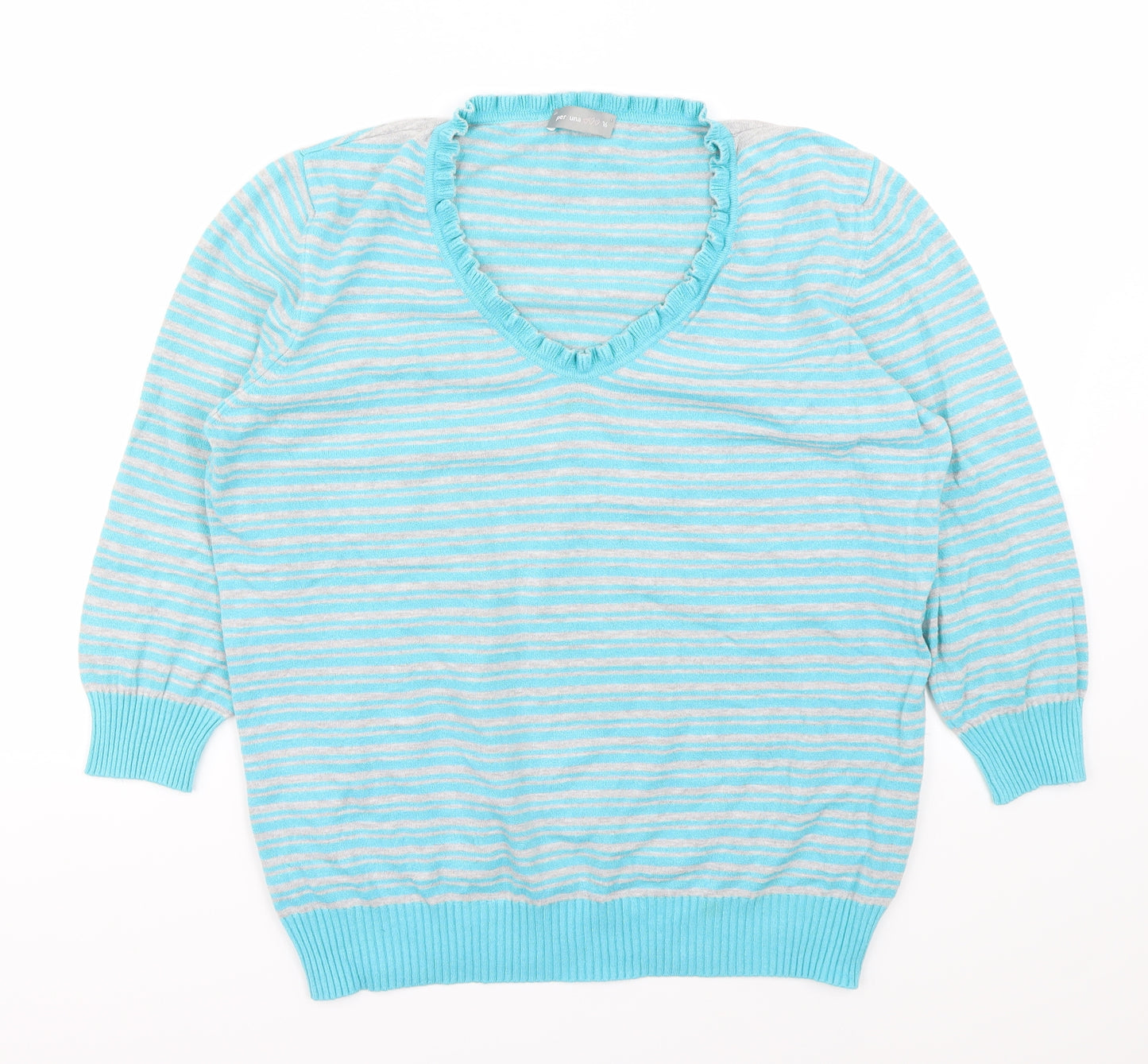 Marks and Spencer Womens Blue Striped  Pullover Jumper Size 16