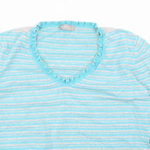 Marks and Spencer Womens Blue Striped  Pullover Jumper Size 16