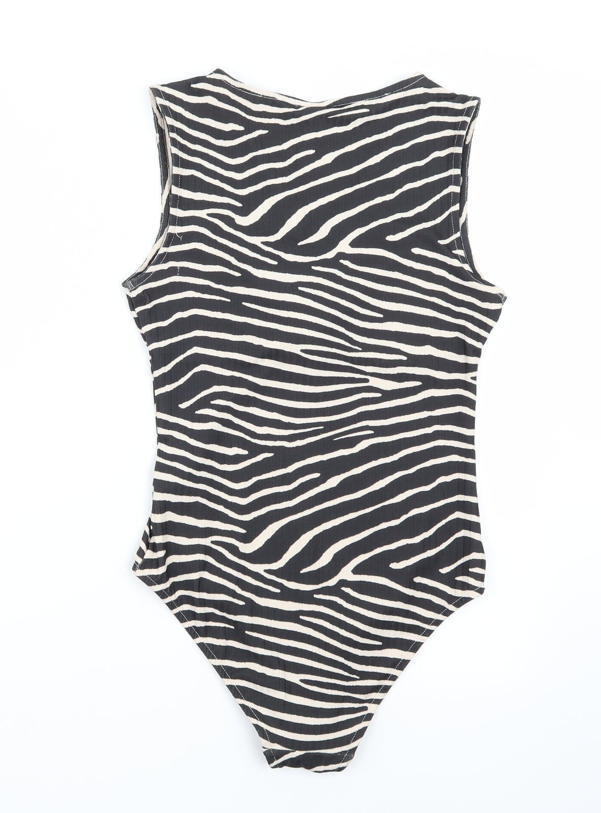 H&M Womens Black Striped  Bodysuit One-Piece Size S