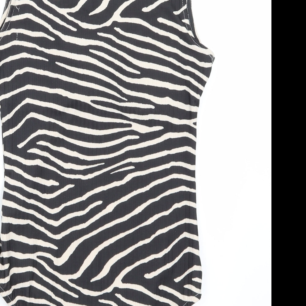 H&M Womens Black Striped  Bodysuit One-Piece Size S