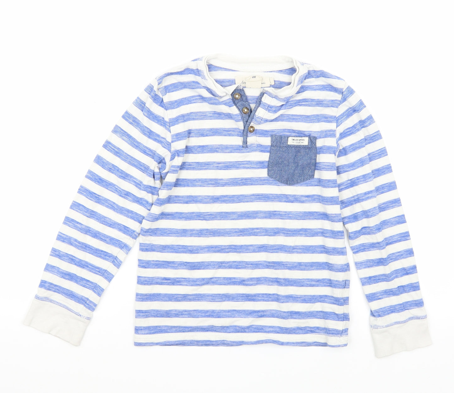 H&M Boys White Striped  Basic T-Shirt Size 7 Years