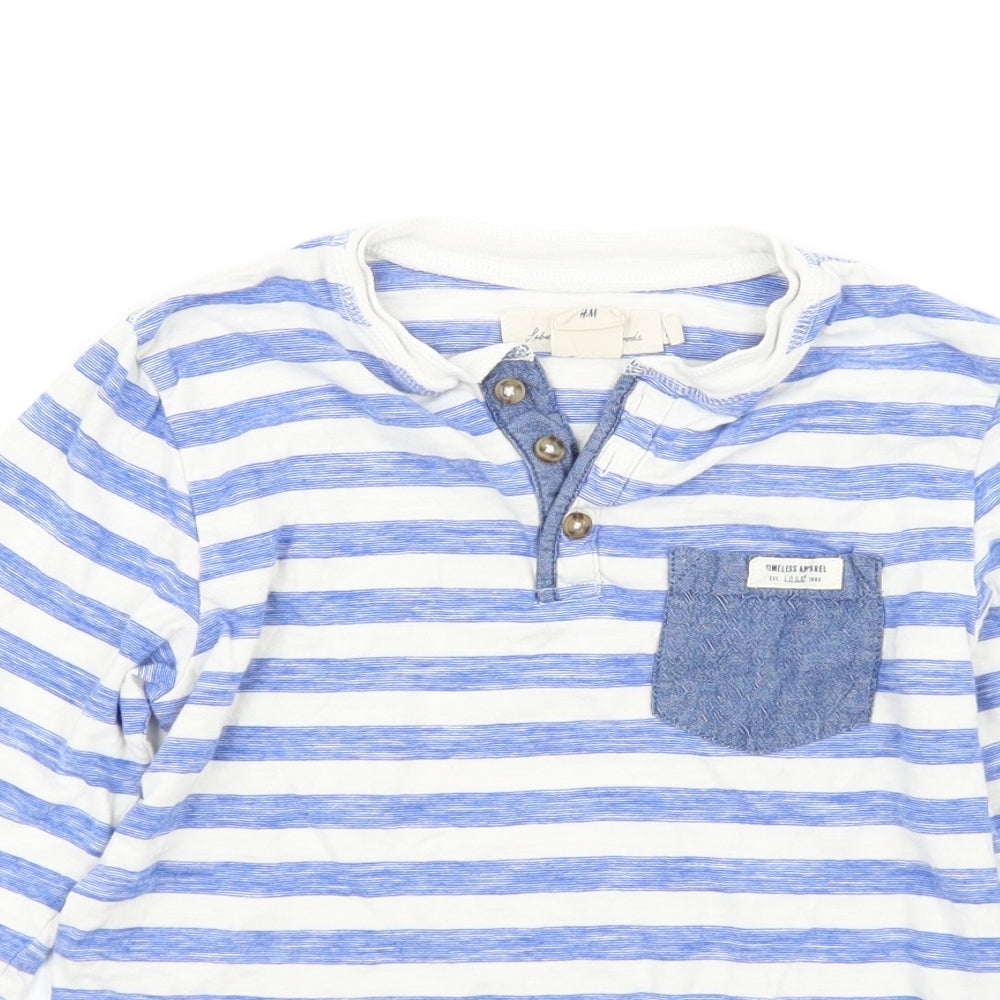 H&M Boys White Striped  Basic T-Shirt Size 7 Years