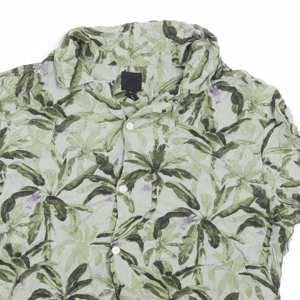 H&M Mens Green    Button-Up Size M