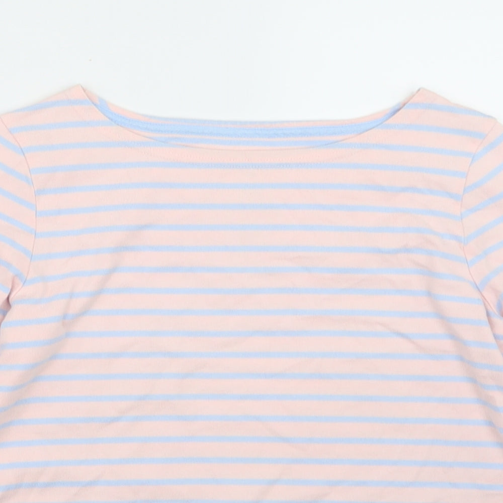 Joules Womens Pink Striped  Basic T-Shirt Size 12