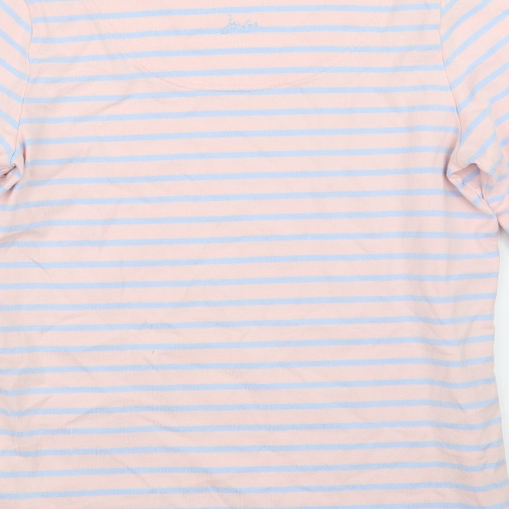 Joules Womens Pink Striped  Basic T-Shirt Size 12