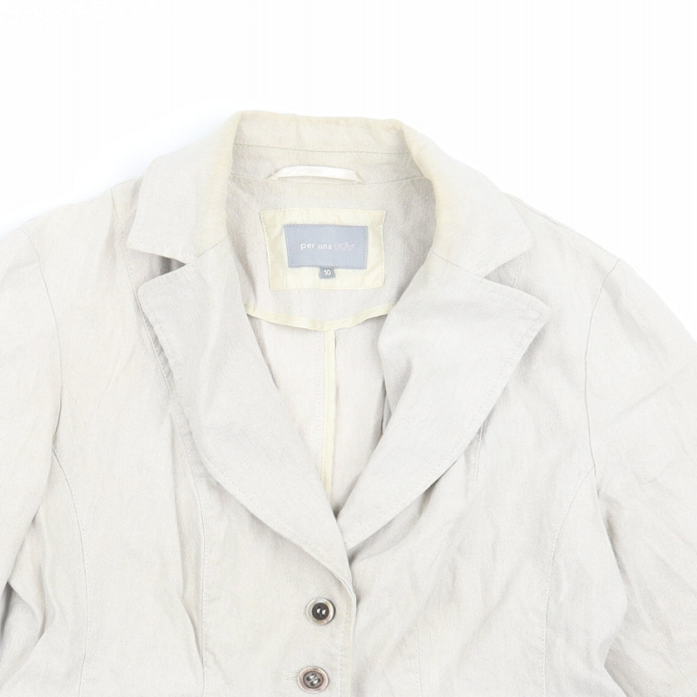 Per una  Womens Beige   Jacket Coat Size 10