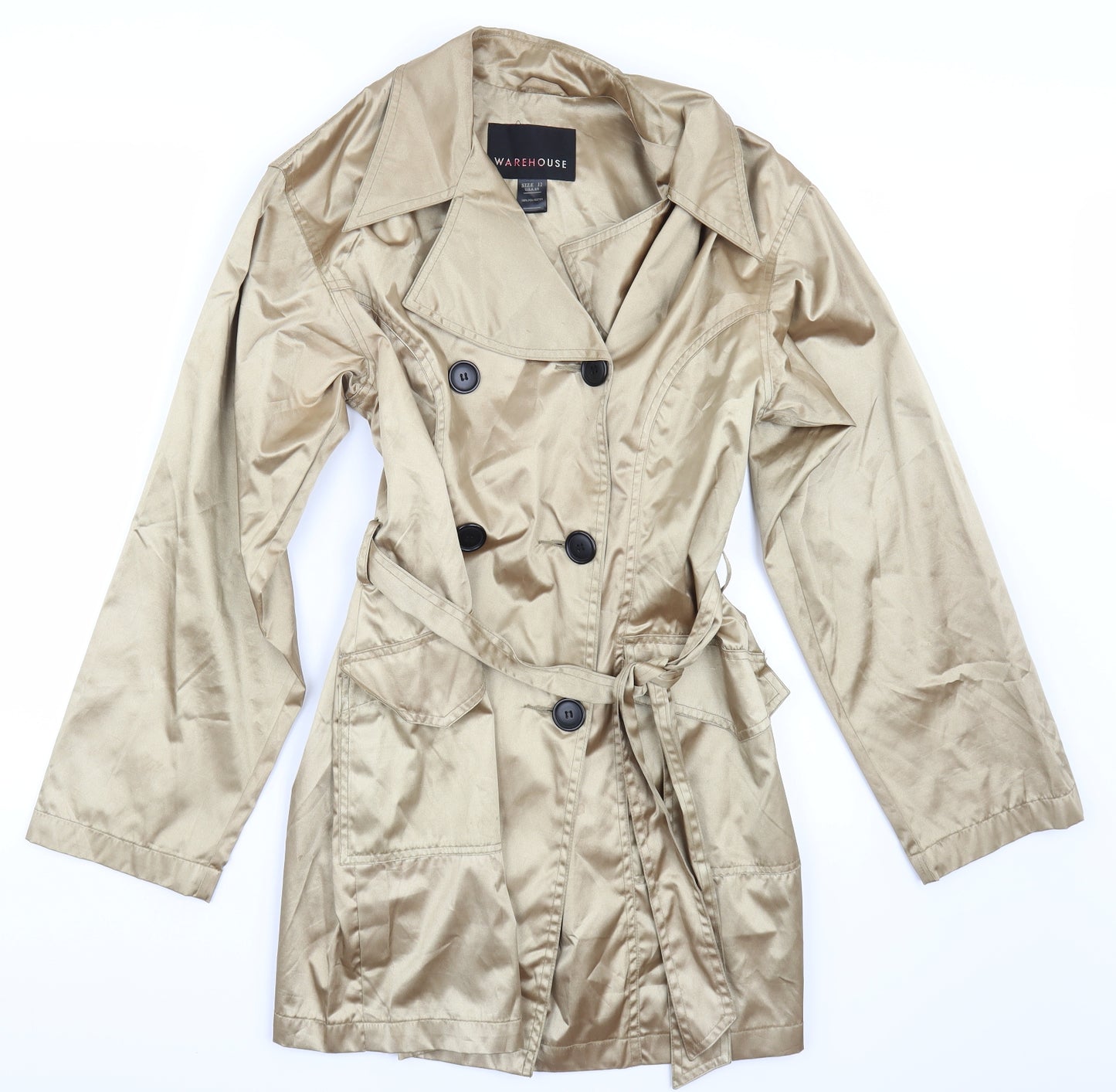 Warehouse Womens Gold   Rain Coat Coat Size 12