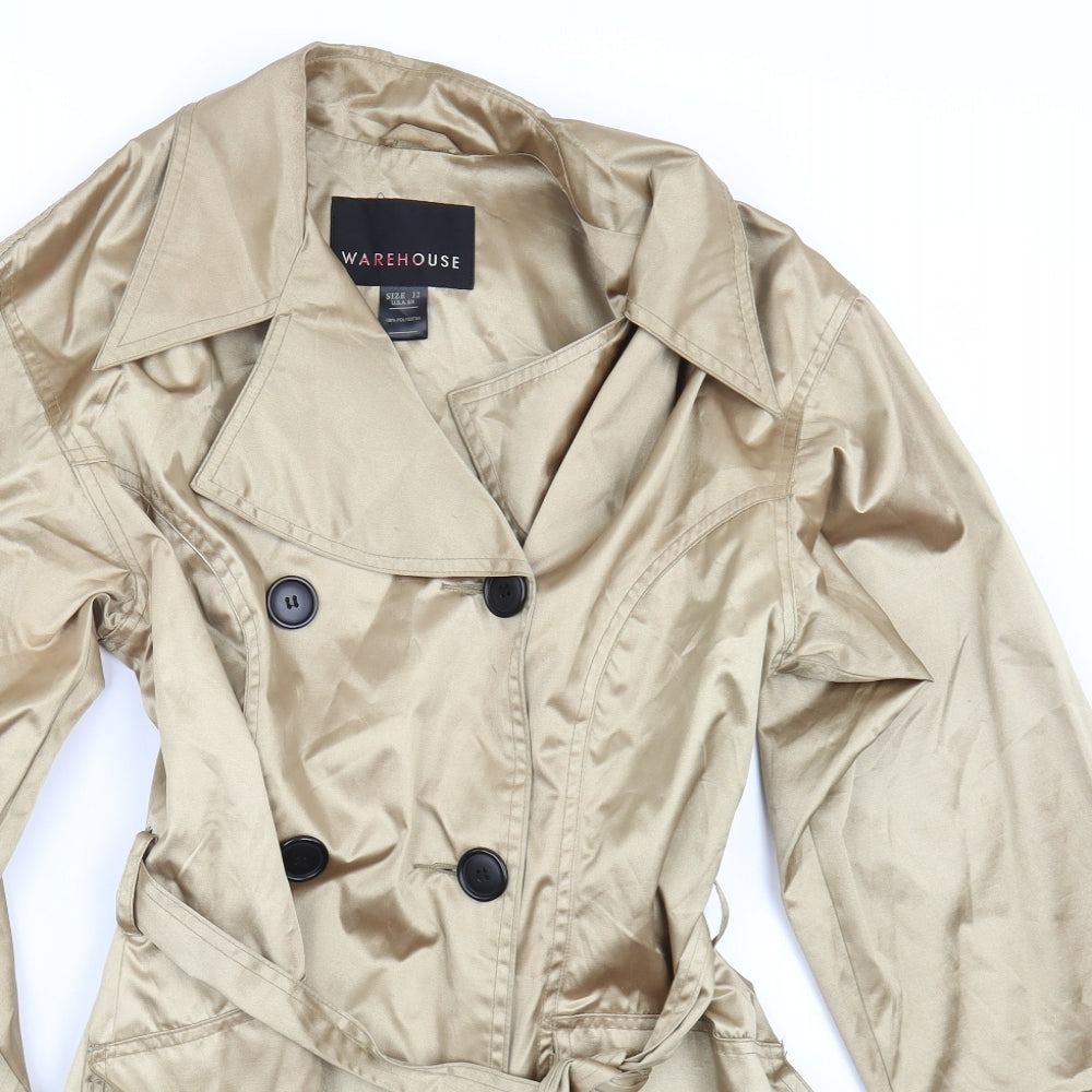 Warehouse Womens Gold   Rain Coat Coat Size 12