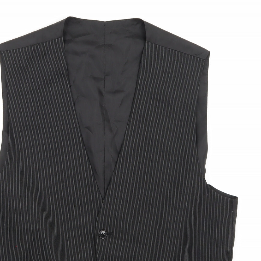 Burton Mens Black   Jacket Suit Waistcoat Size 42