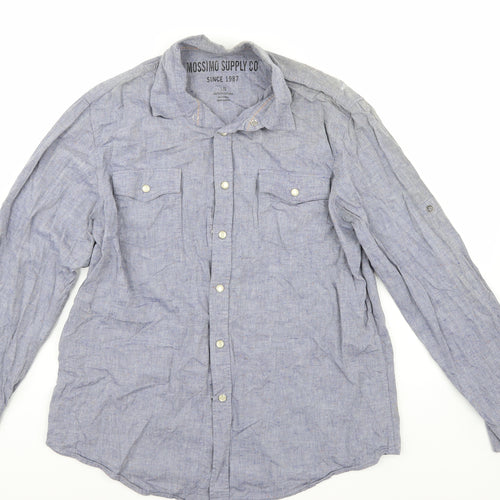 Mossimo Mens Blue    Button-Up Size L
