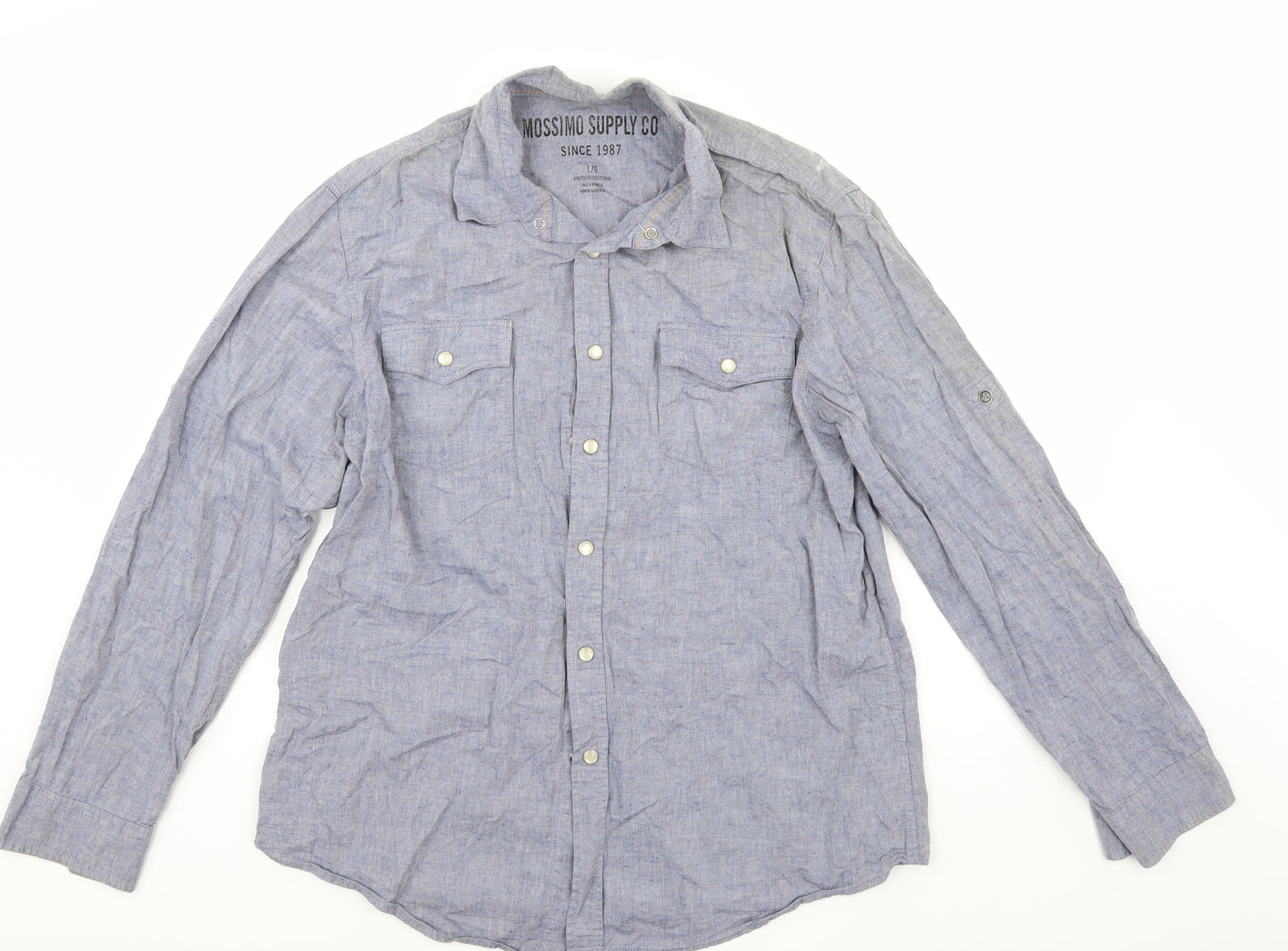 Mossimo Mens Blue    Button-Up Size L