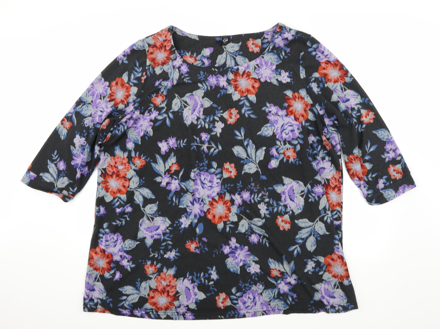 Preworn Womens Black Floral  Pullover Jumper Size 22
