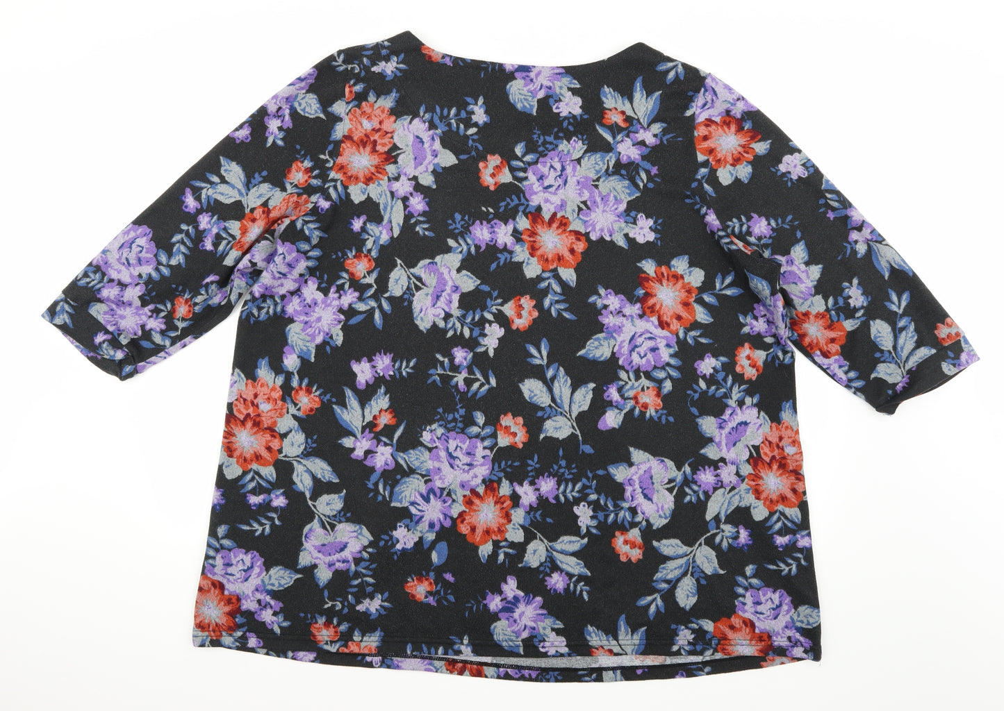 Preworn Womens Black Floral  Pullover Jumper Size 22