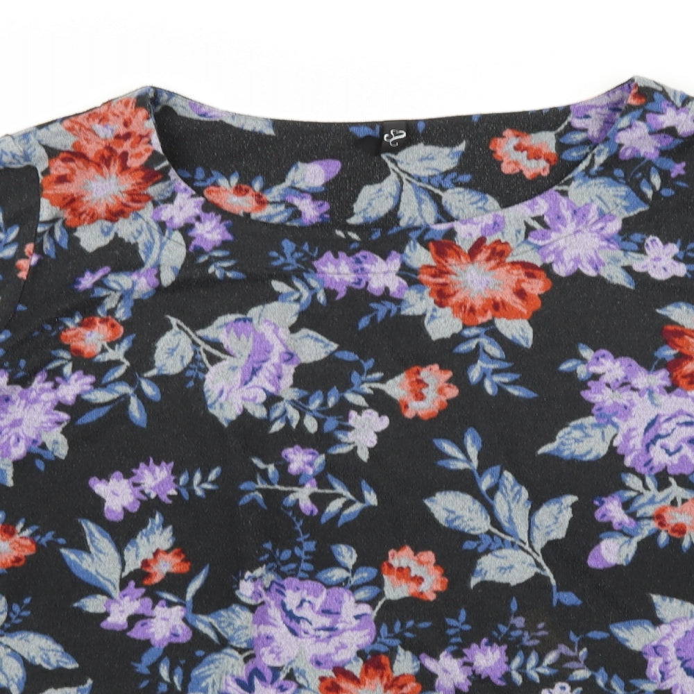 Preworn Womens Black Floral  Pullover Jumper Size 22