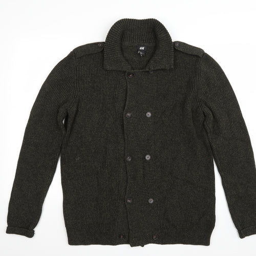 H&M Mens Green   Cardigan Jumper Size XL