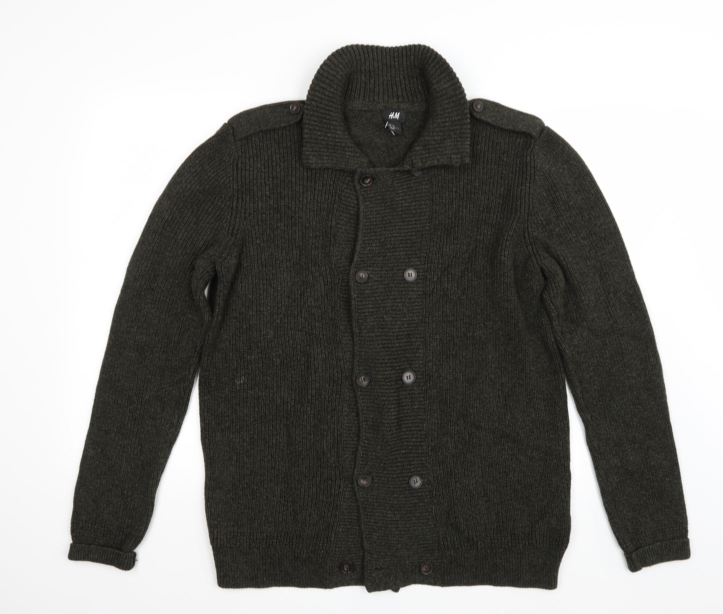 H&M Mens Green   Cardigan Jumper Size XL