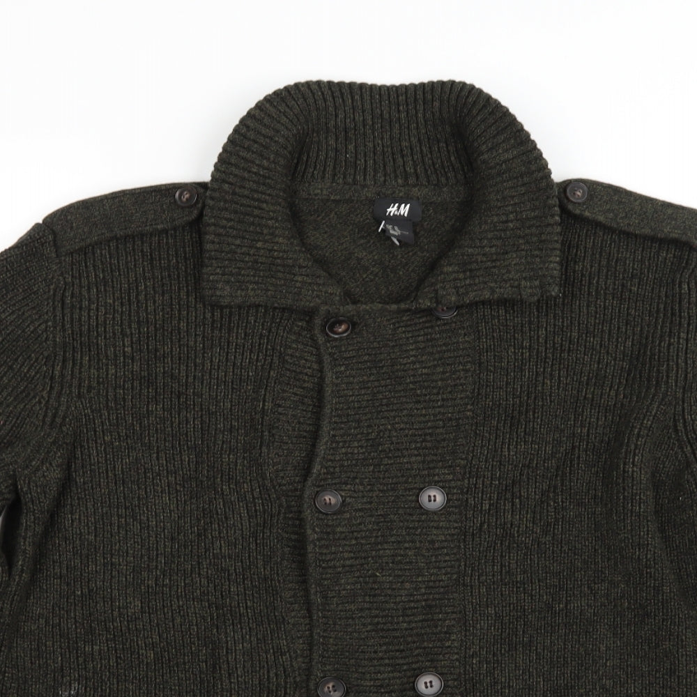H&M Mens Green   Cardigan Jumper Size XL