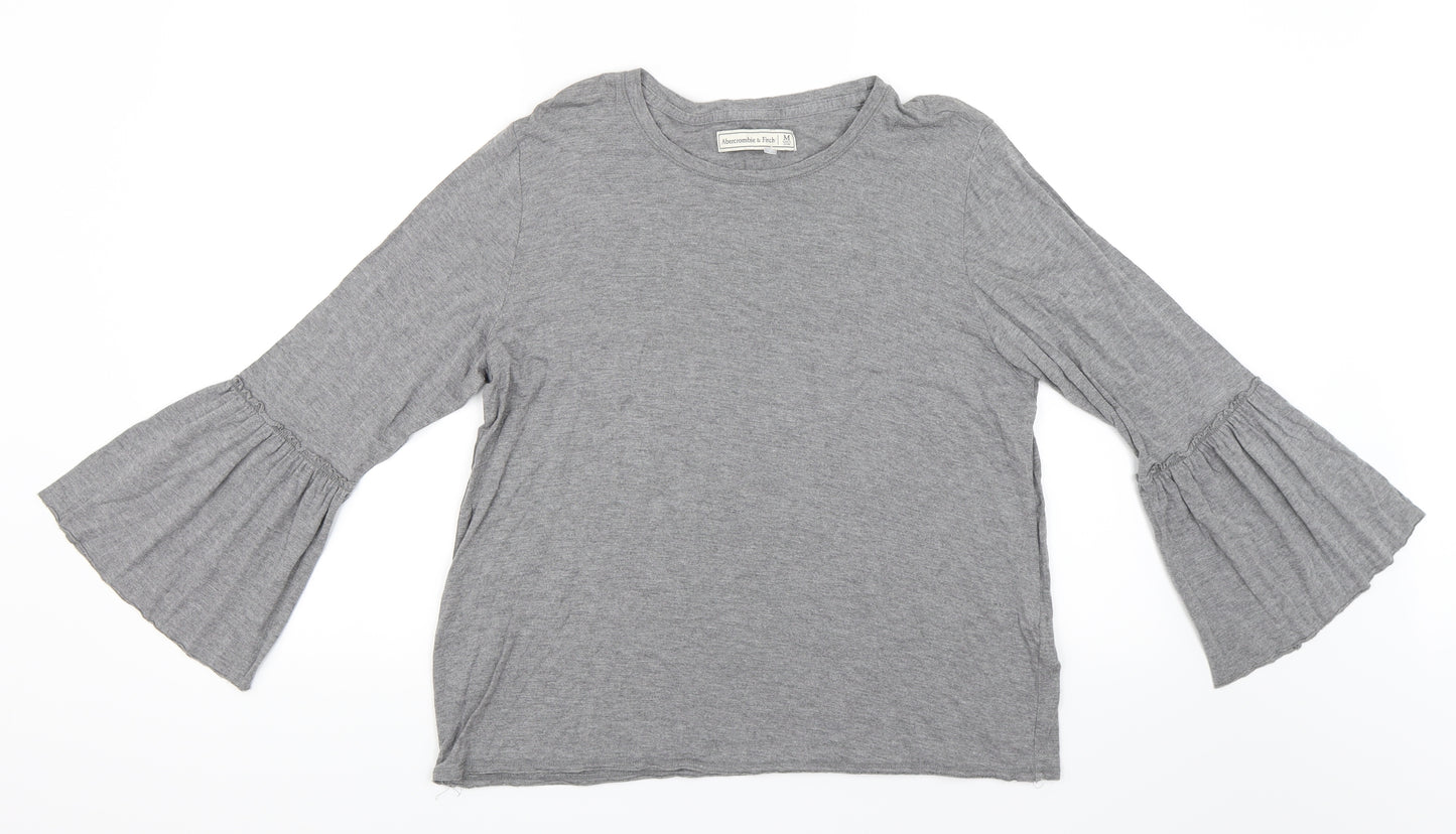 Abercrombie & Fitch Womens Grey   Basic T-Shirt Size M  - Bell Sleeve