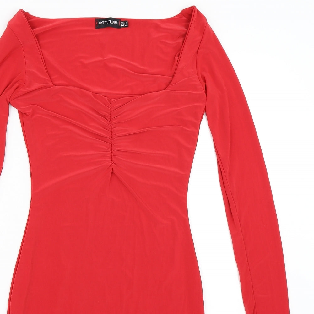 PRETTYLITTLETHING Womens Red   Bodycon  Size 10