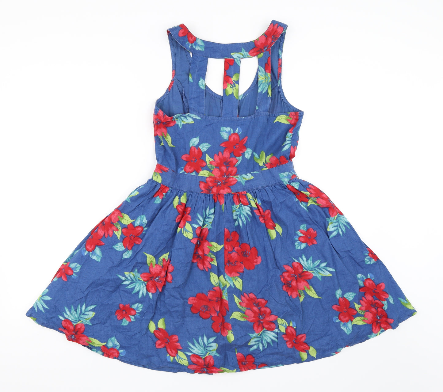 New Look Womens Blue Floral  Skater Dress  Size 10