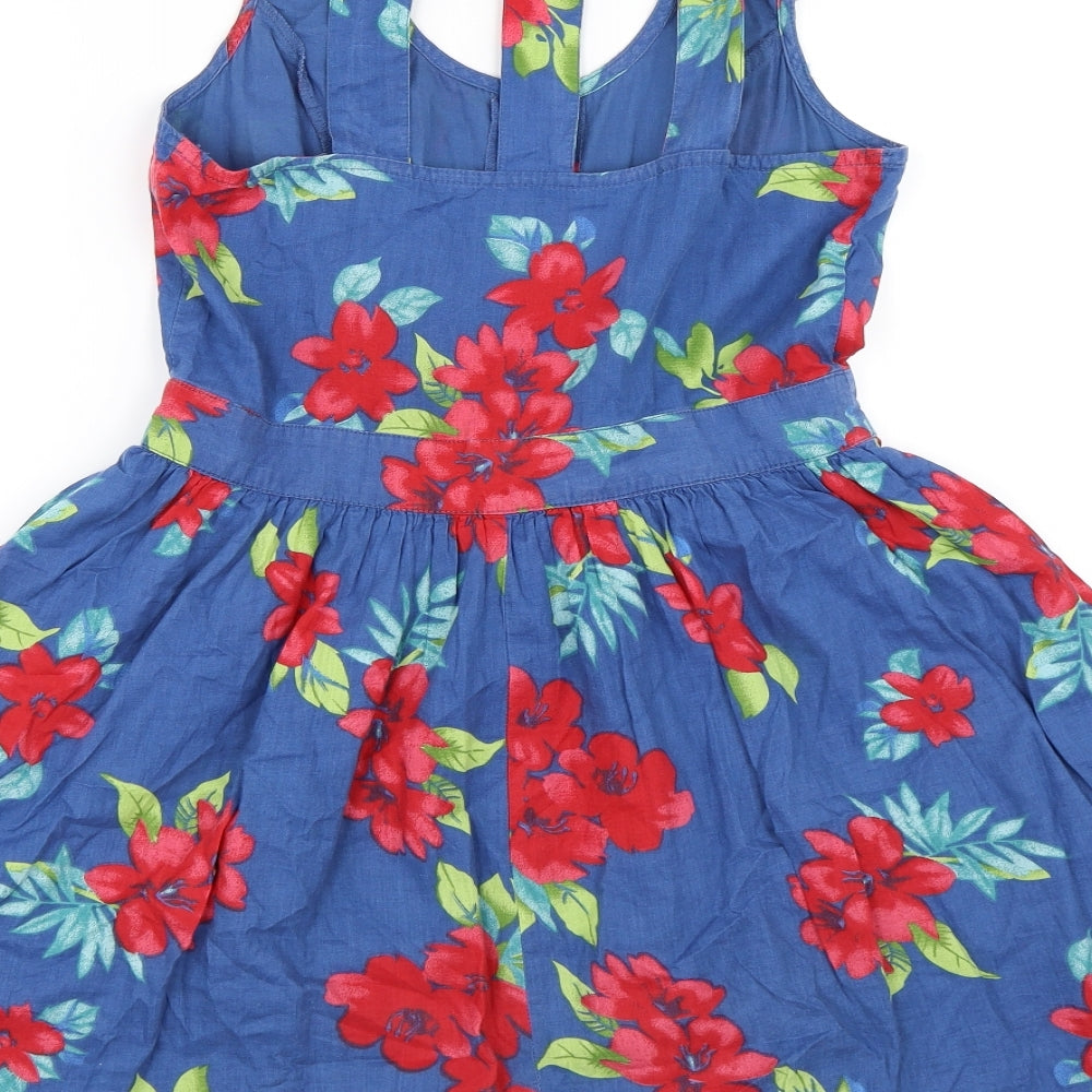 New Look Womens Blue Floral  Skater Dress  Size 10