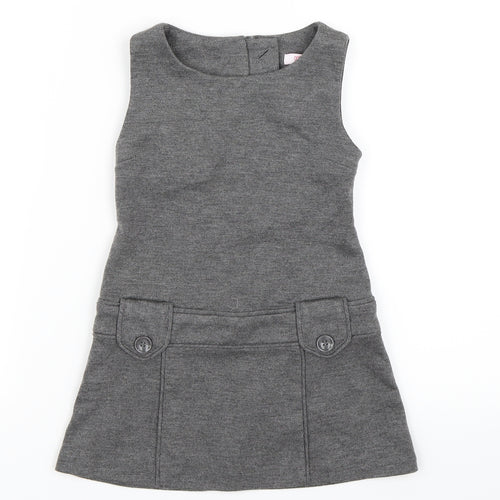 Miss E-vie Girls Grey   Pinafore/Dungaree Dress  Size 3 Years