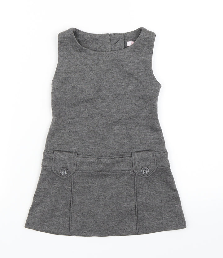 Miss E-vie Girls Grey Pinafore/Dungaree Dress Size 3 Years