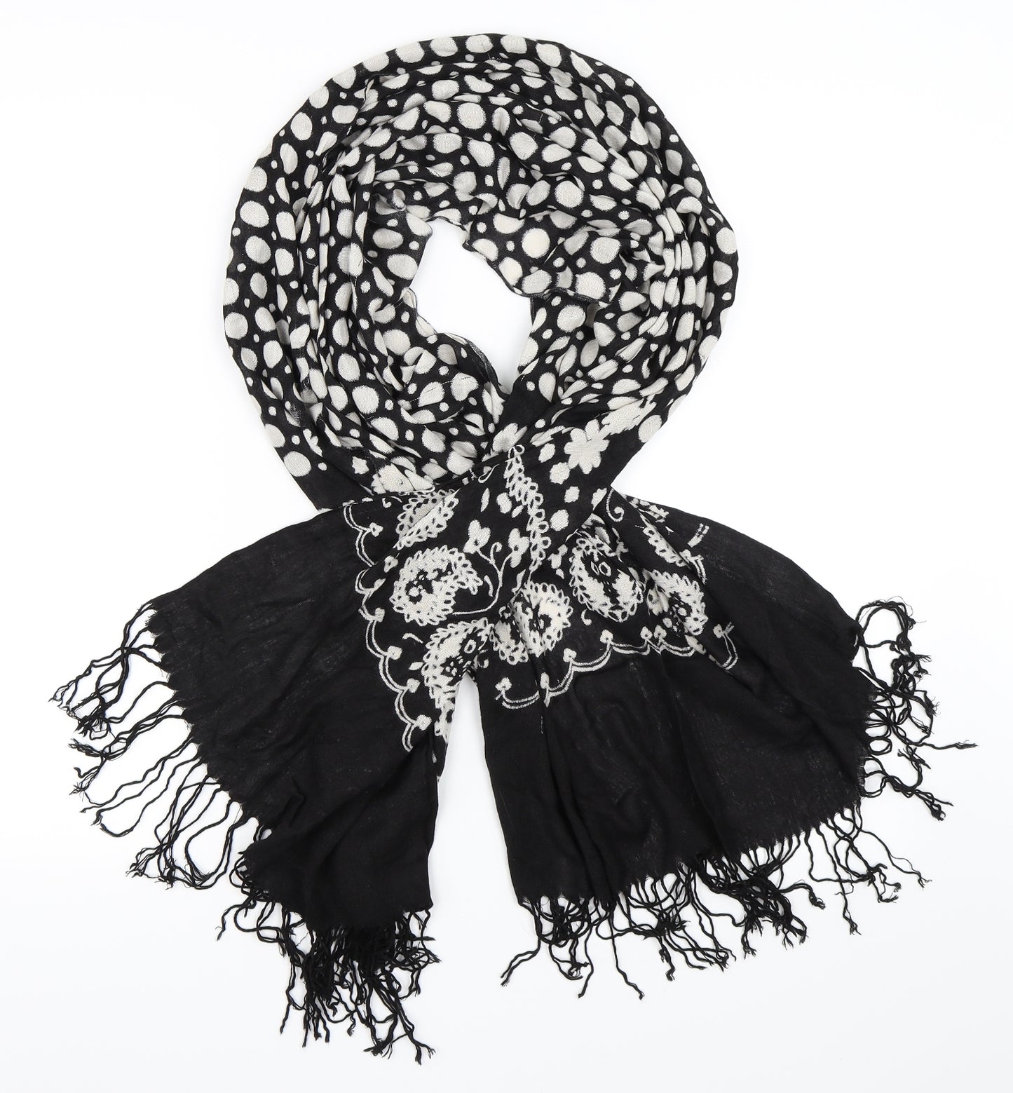Preworn Womens Black Geometric   Shawl/Wrap