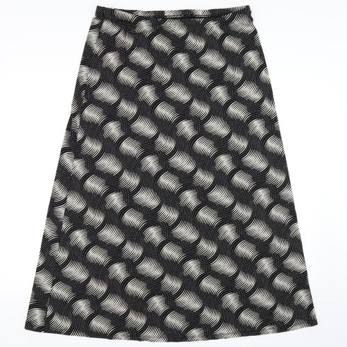 Marks & Spencer Womens Black Geometric Jersey Flare Skirt Size 16