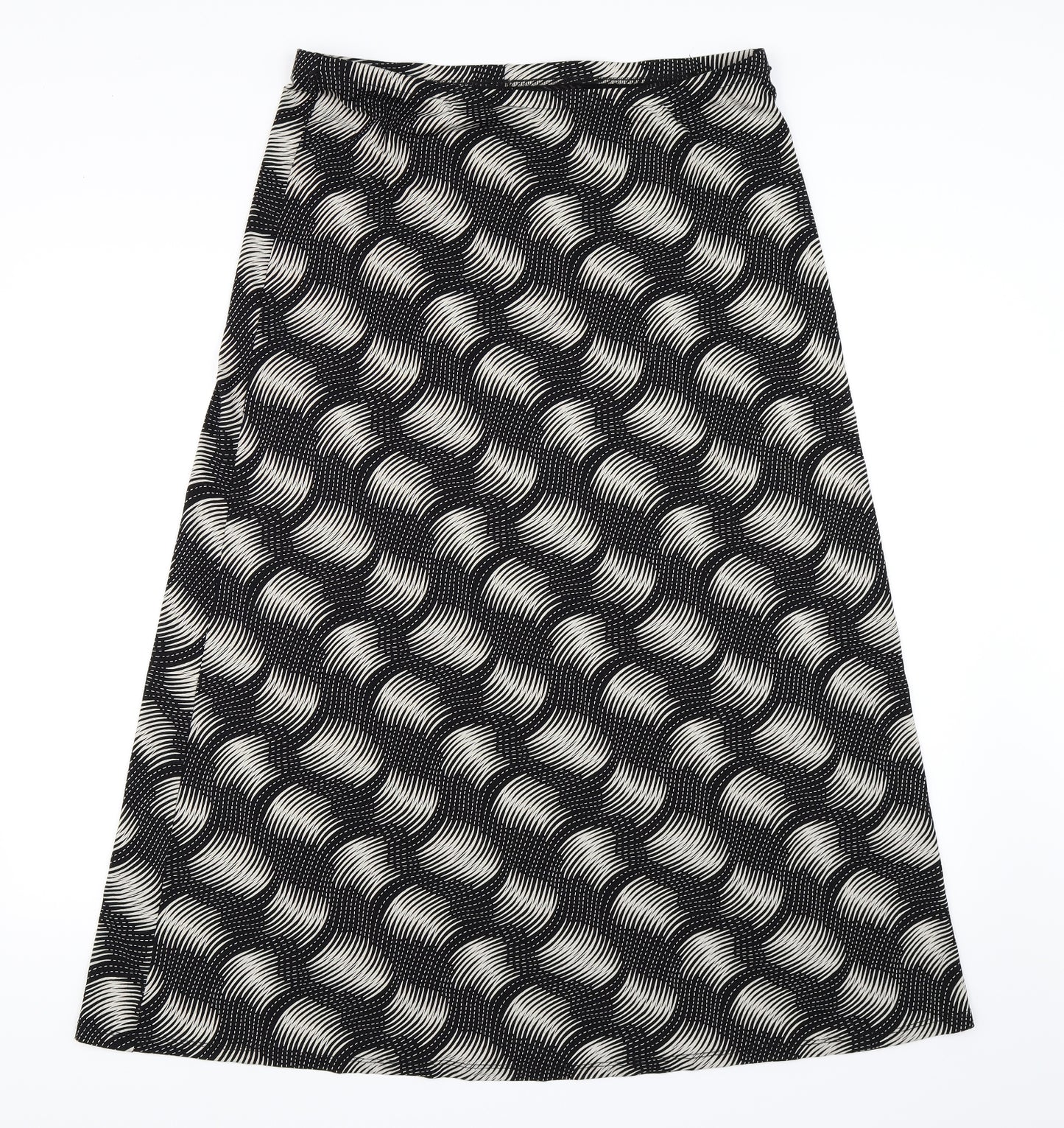 Marks & Spencer Womens Black Geometric Jersey Flare Skirt Size 16