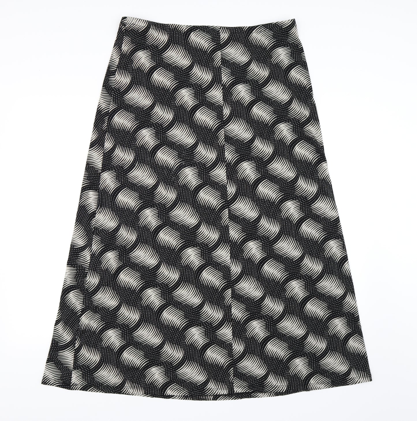 Marks & Spencer Womens Black Geometric Jersey Flare Skirt Size 16
