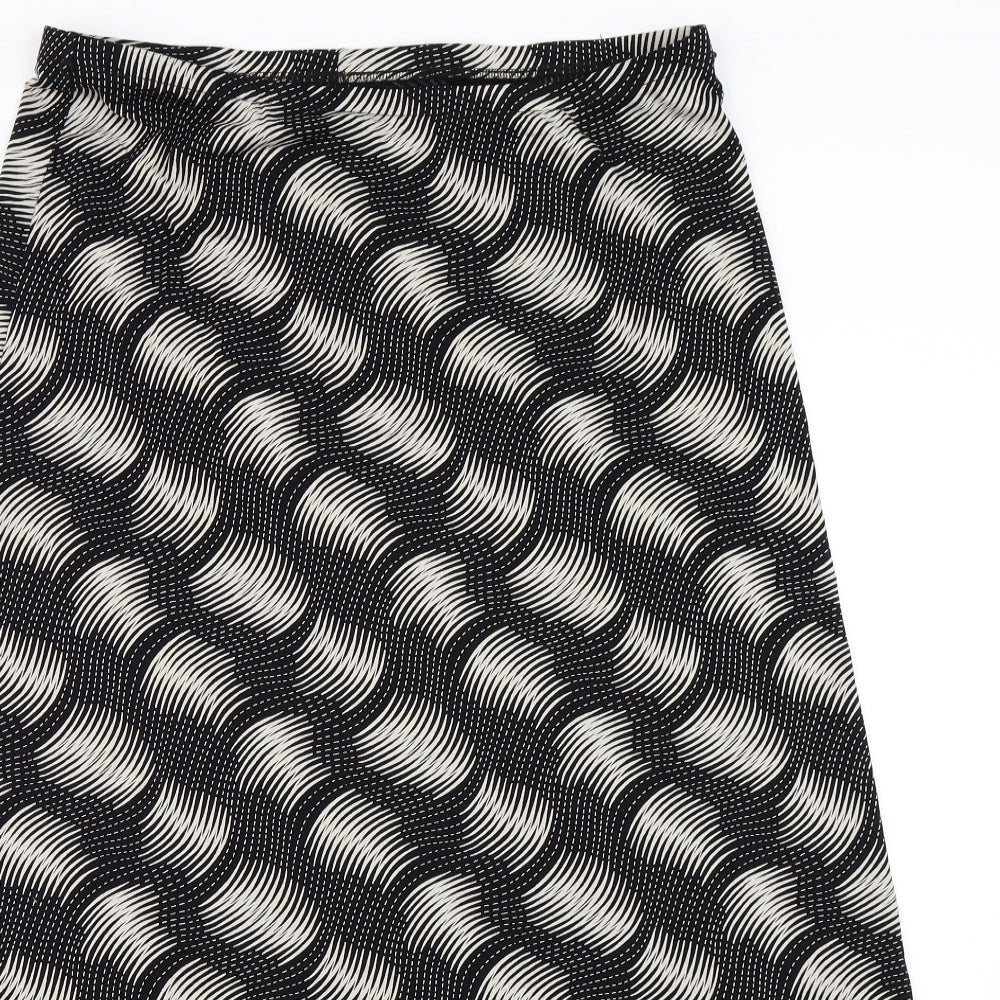 Marks & Spencer Womens Black Geometric Jersey Flare Skirt Size 16