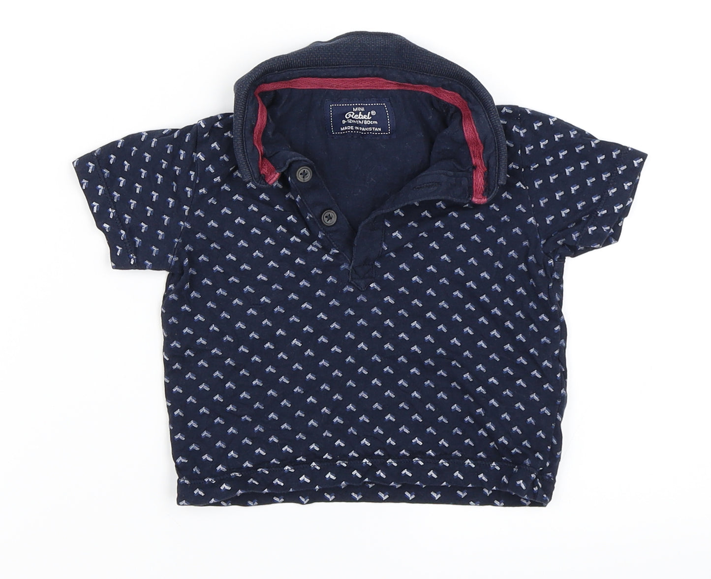 Mini Rebel  Blue Geometric  Basic T-Shirt Size 9-12 Months