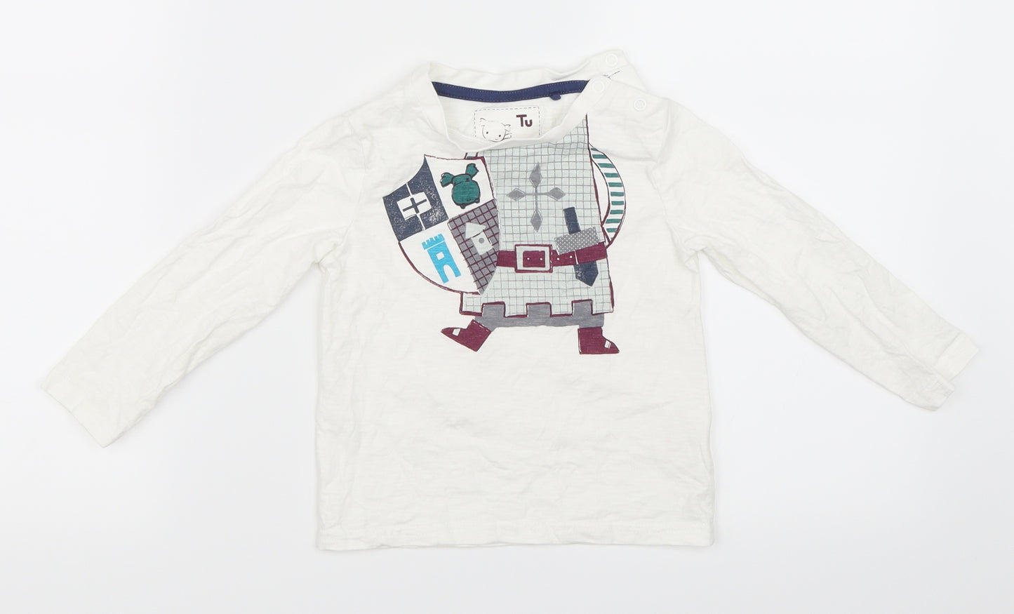F&F Boys Ivory   Basic T-Shirt Size 12-18 Months