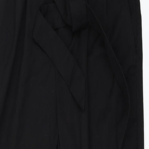 H&M Womens Black   Carrot Trousers Size 12 L26 in - Paperbag Trousers Tie Waist