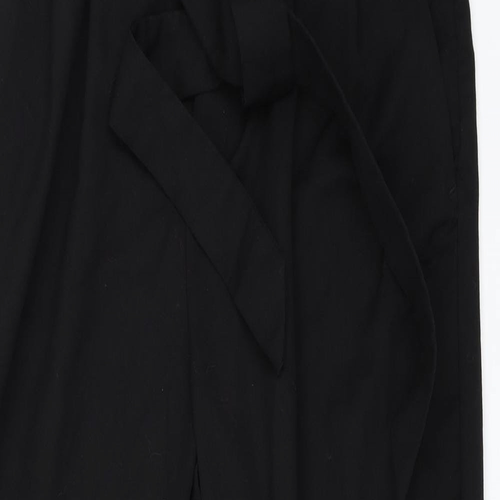 H&M Womens Black   Carrot Trousers Size 12 L26 in - Paperbag Trousers Tie Waist
