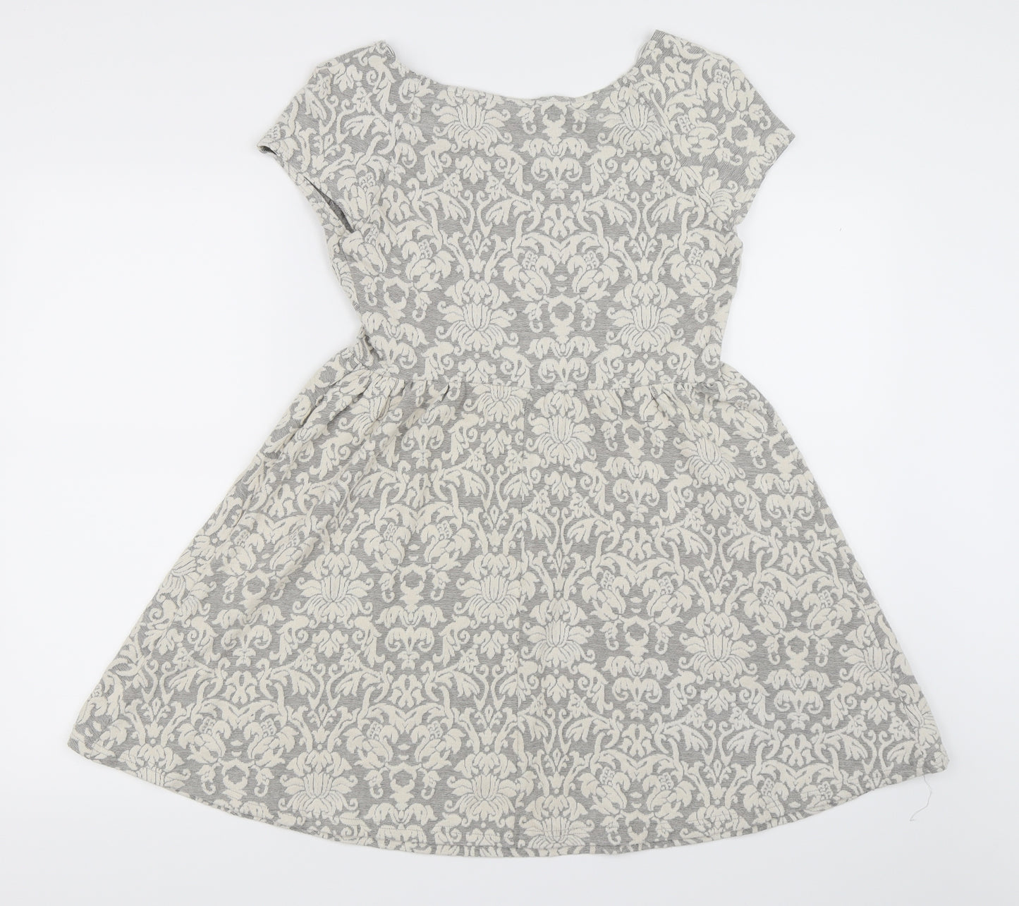 New Look Womens Ivory Geometric  Skater Dress  Size 14