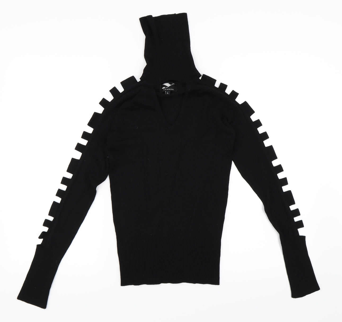 Y London Womens Black   Pullover Jumper Size L  - Cut out detail