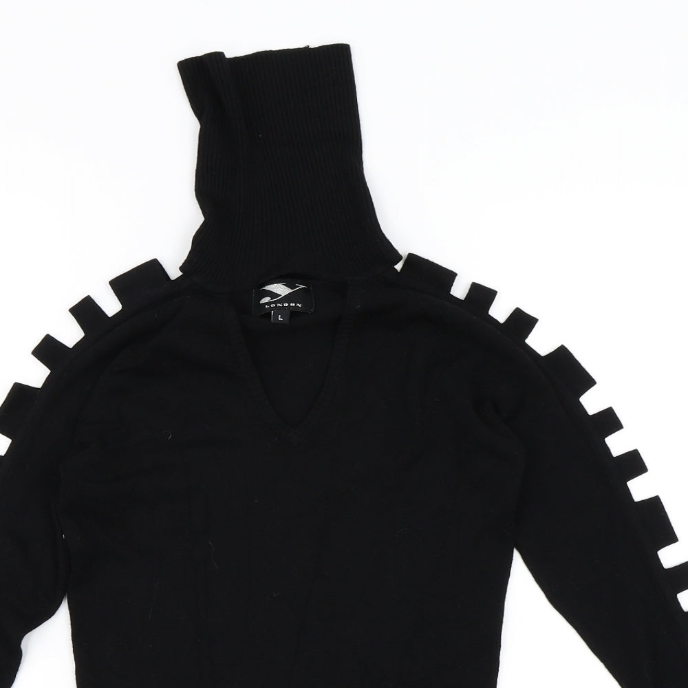 Y London Womens Black   Pullover Jumper Size L  - Cut out detail