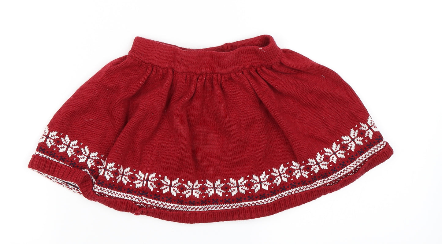 Preworn Girls Red   Skater Skirt Size 3-4 Years - Knitted Skirt