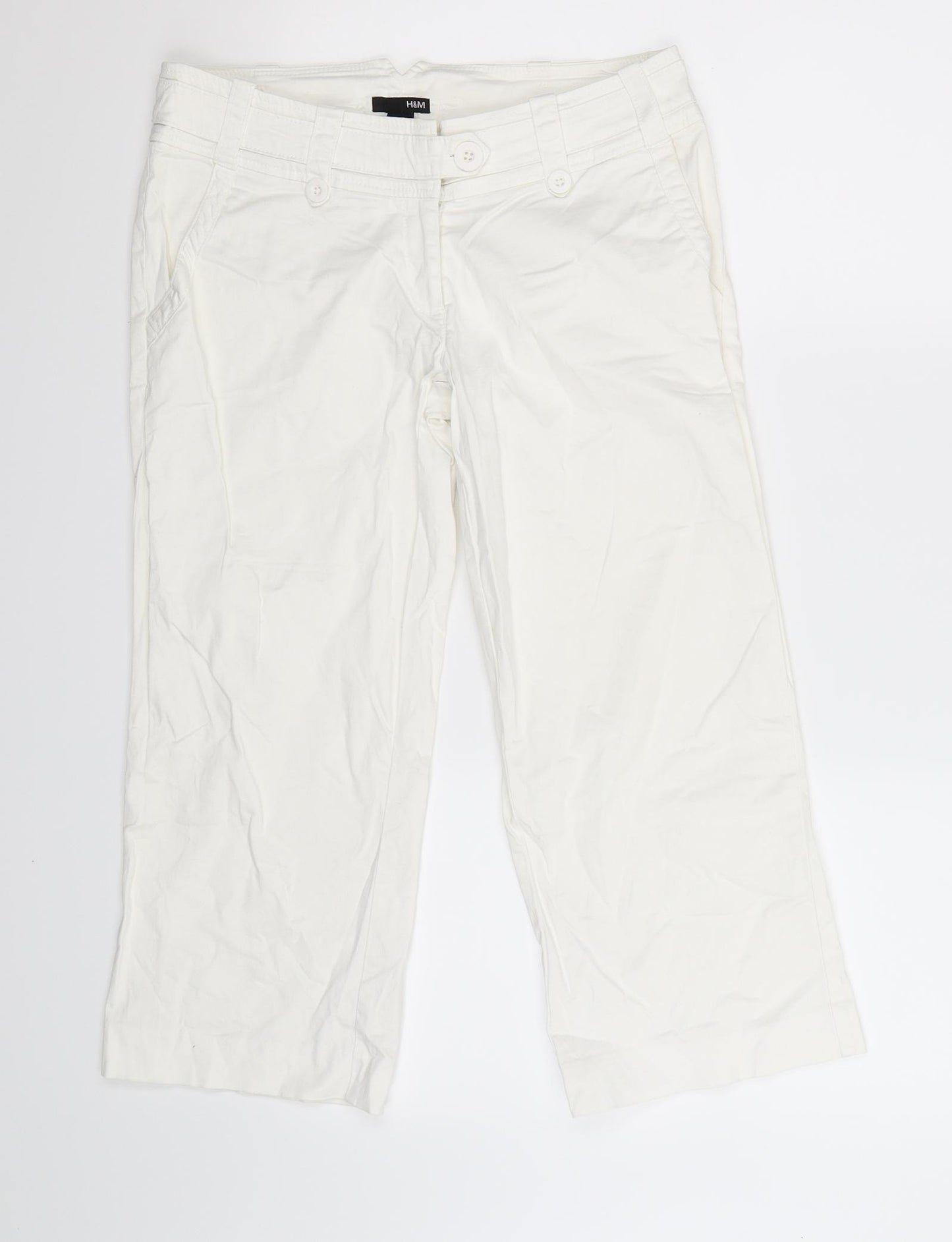 H&M Womens White   Cropped Trousers Size 10 L21 in