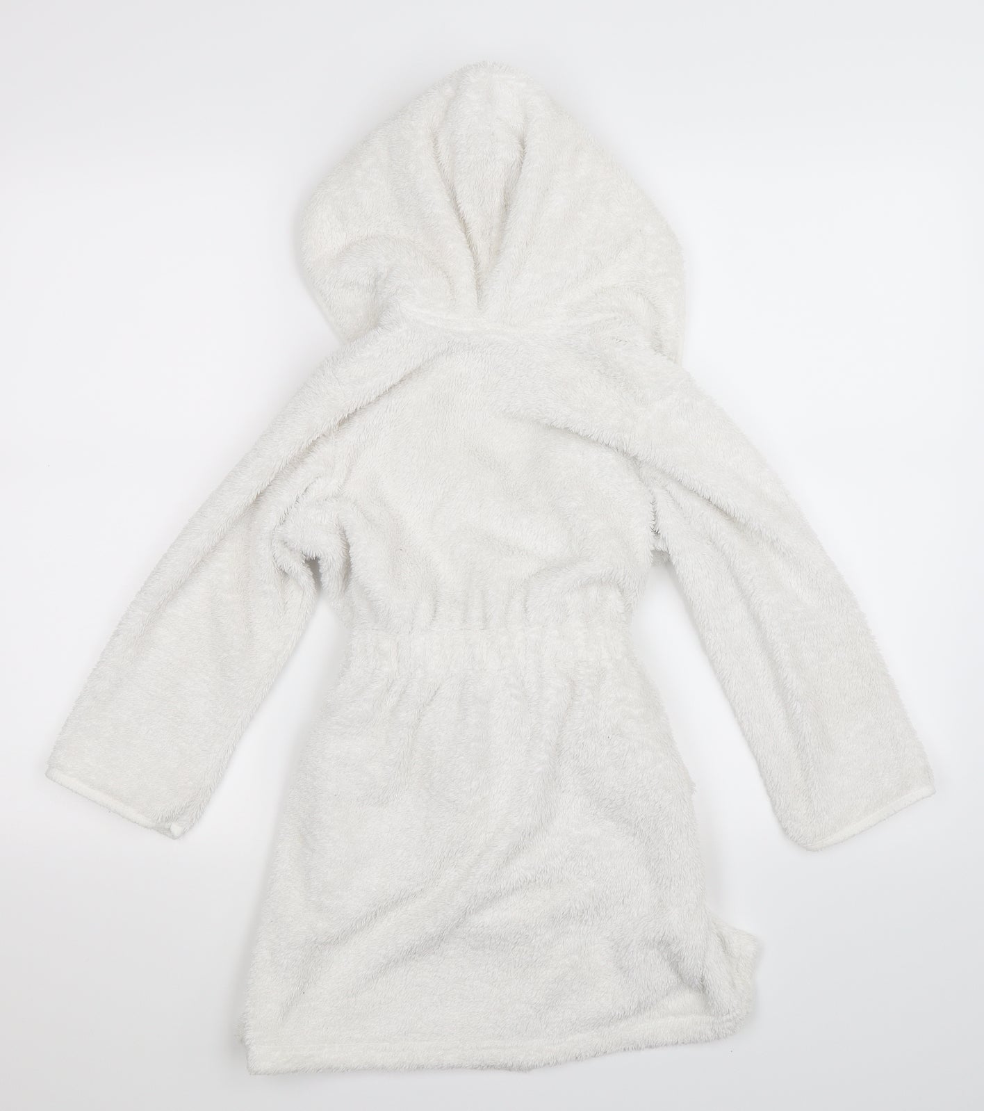 Marks and Spencer Girls White Solid Fleece Kimono Robe Size 5-6 Years