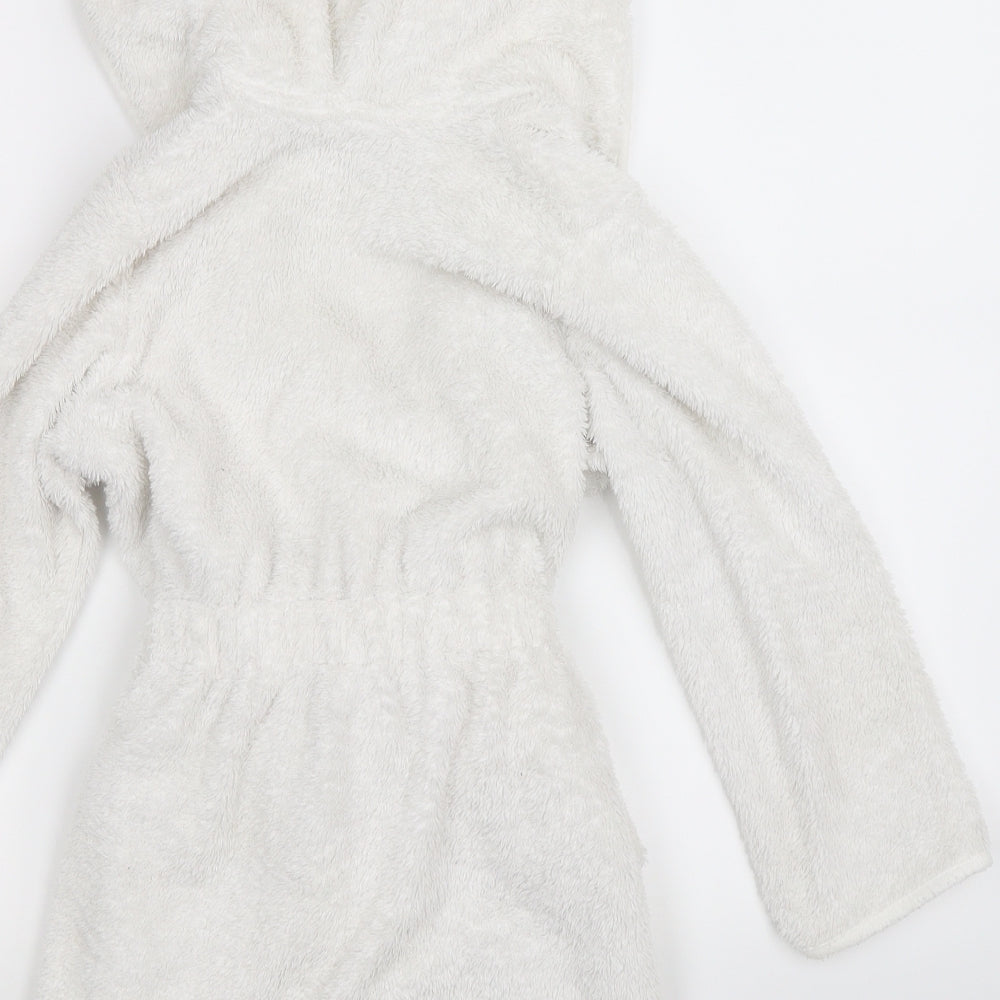 Marks and Spencer Girls White Solid Fleece Kimono Robe Size 5-6 Years