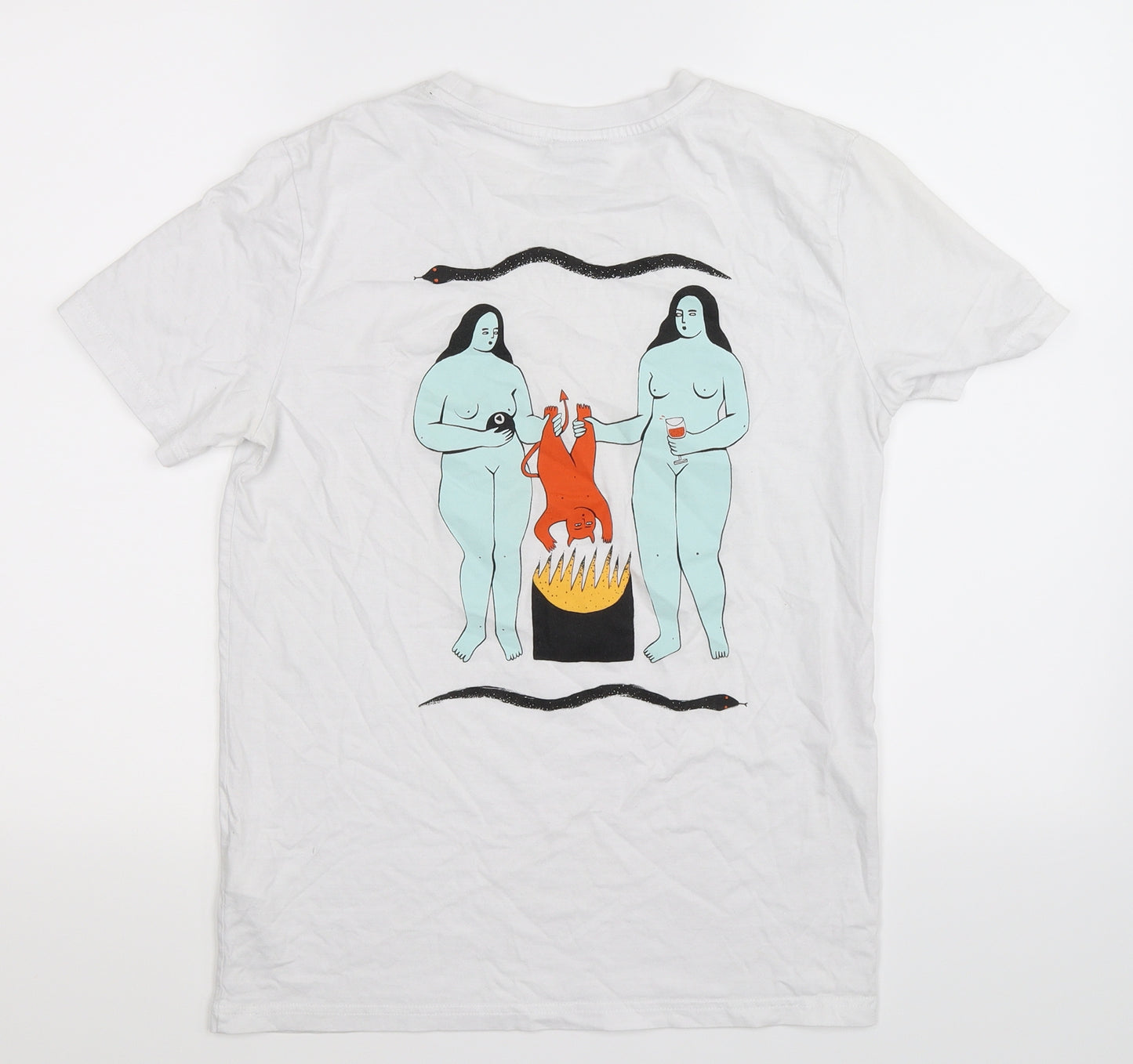 The Illustrated Mens White    T-Shirt Size S