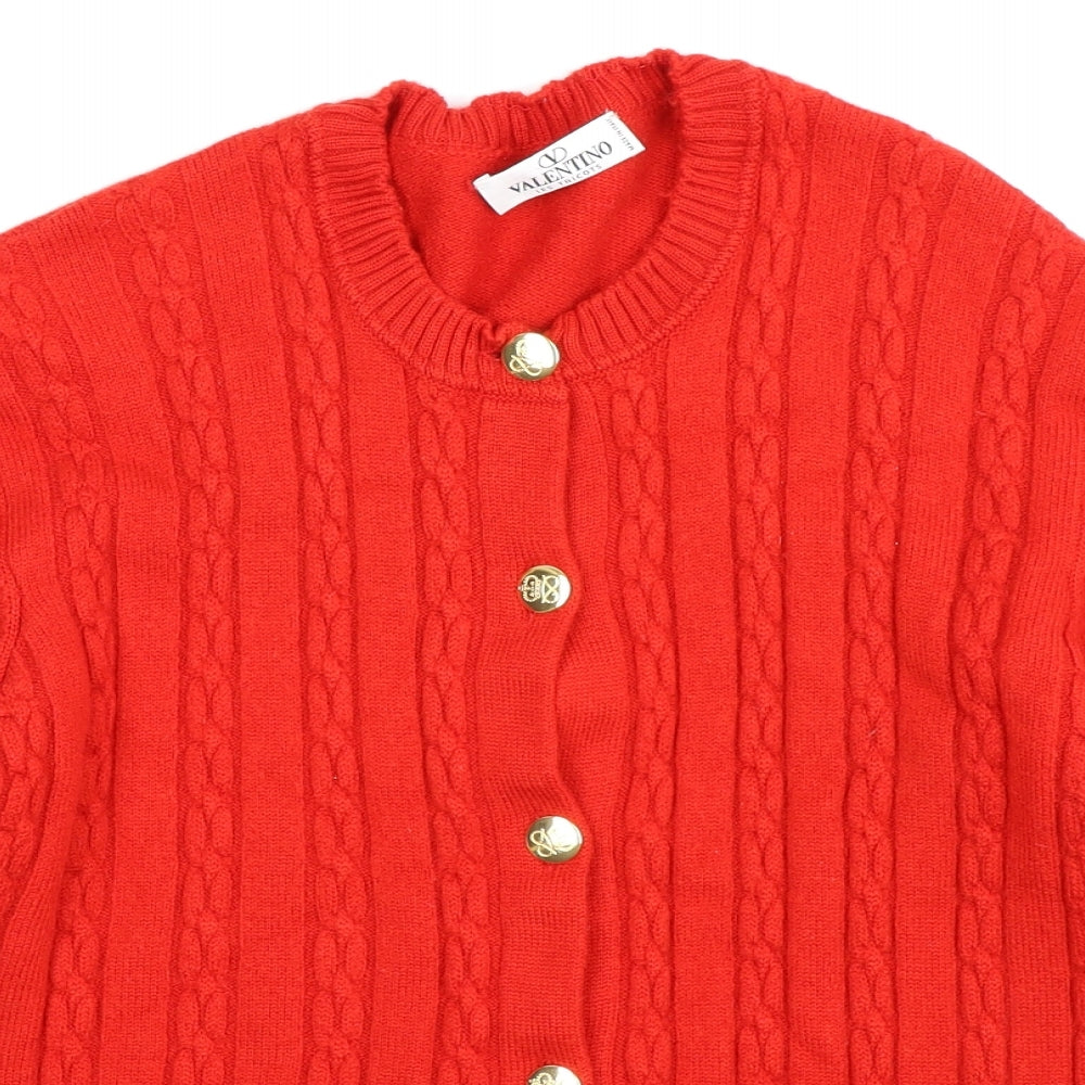 valentino Womens Red  Knit Cardigan Jumper Size L