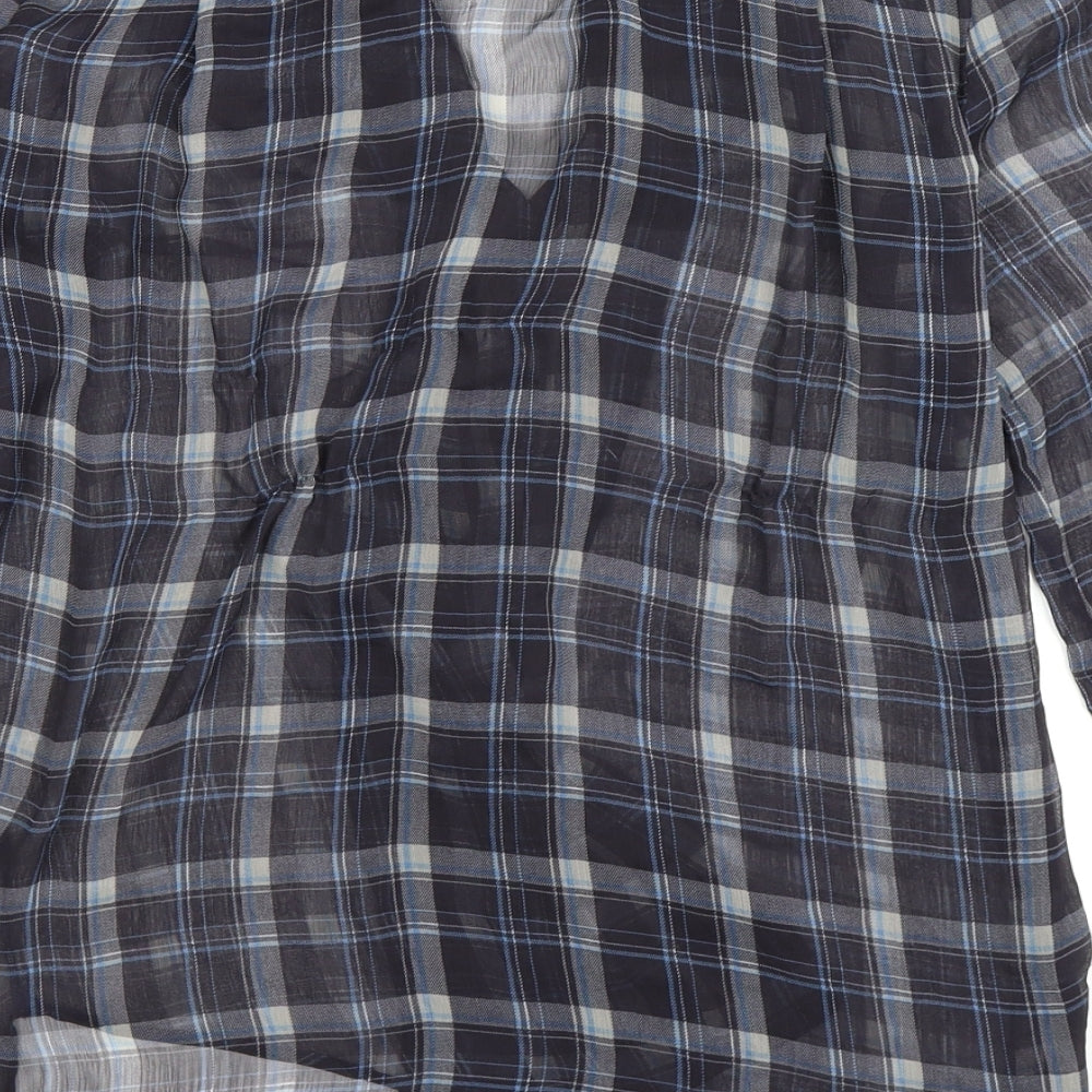 Zara Womens Blue Check  Basic Button-Up Size M