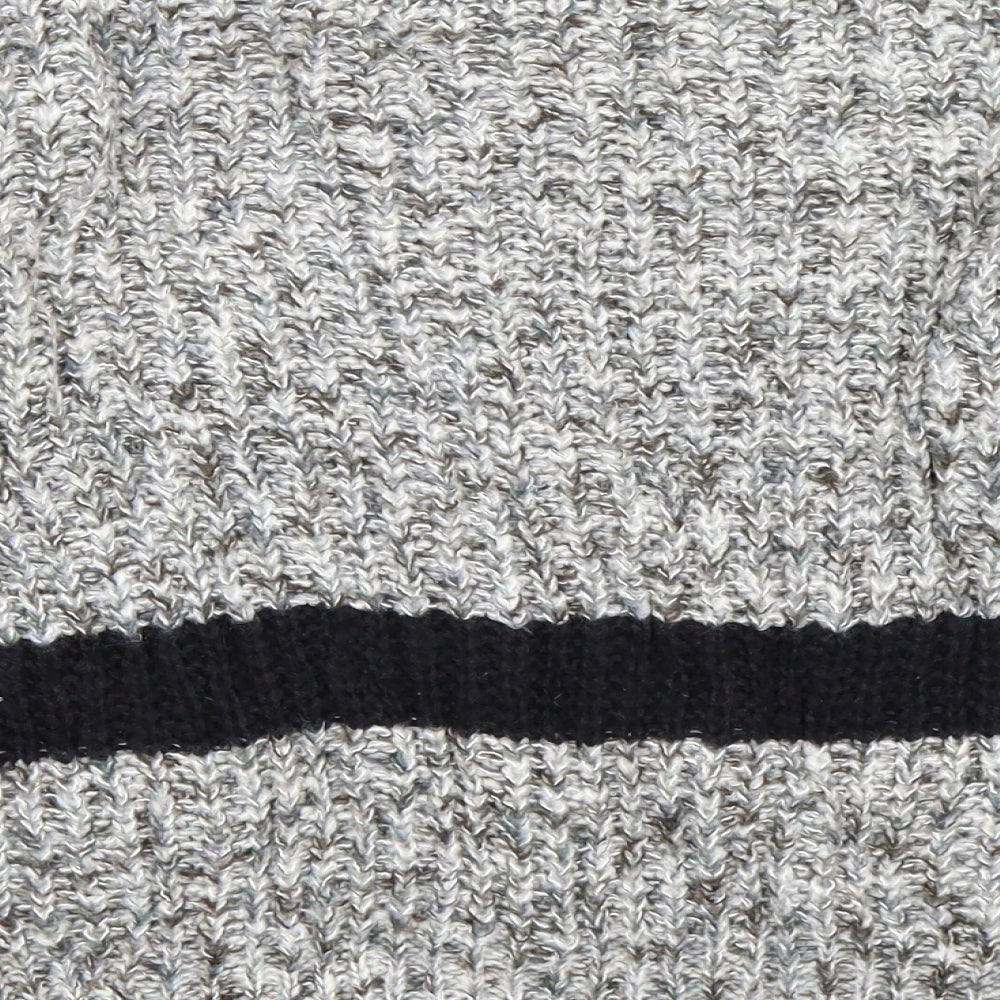 Preworn Boys Grey Striped Knit Pullover Jumper Size 9-10 Years