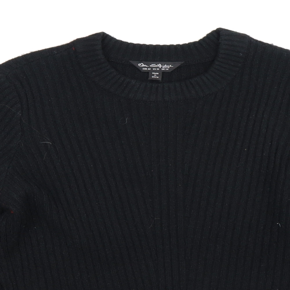 Miss Selfridge Womens Black  Knit Pullover Jumper Size 14